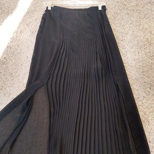 Bisou Bisou Long Black Pleated Skirt Size 2